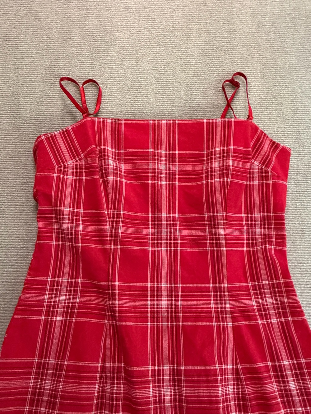 Y2K Jodi Kristopher Red Plaid Lace Trim Babydoll Slip Dress Sz 9/10 4th of July - Picture 3 of 13